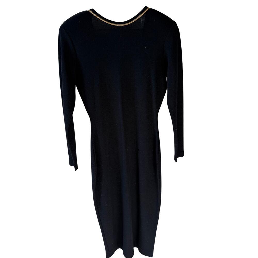 Andrea Jovine Knit Backless Dress w/ gold detail Black/Gold Wool 1980s Small